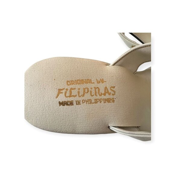 Vintage White Sandals w/ Multicolor Beads Filipinas Made in Philippines, Size 9 - Picture 9 of 13